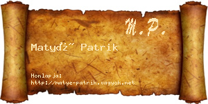 Matyé Patrik névjegykártya